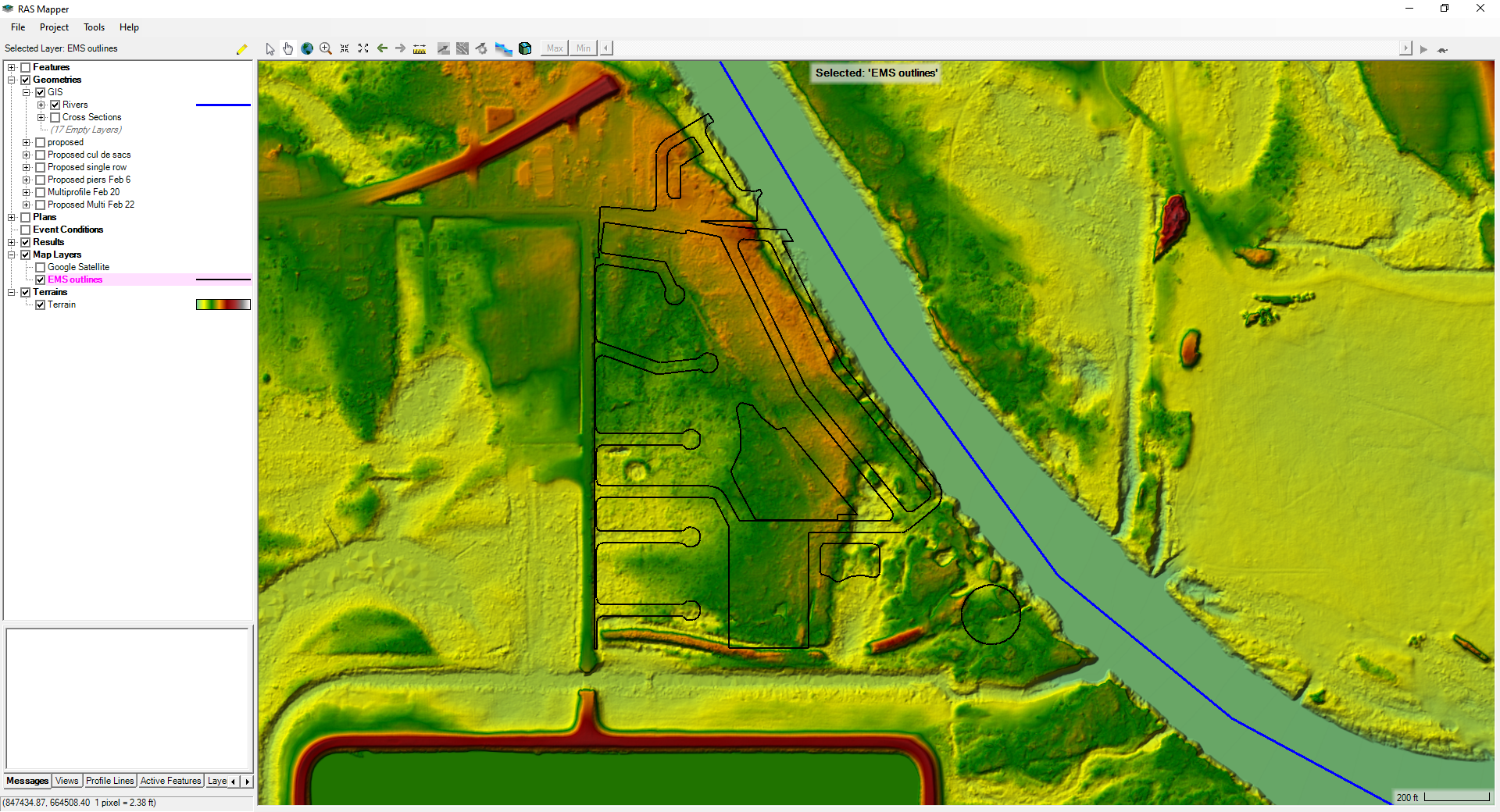 LiDAR terrain map of site